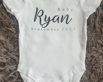 Pregnancy Announcement Baby Vest | New Baby | Personalised Baby Vest | Bodysuit | Any Text | Personalised Gift | Baby Boy | Baby Girl