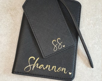 Personalised Name Initial Passport Cover And Luggage Tag Set | Passport Holder | Travel Gift | Holiday | Monogram | Custom | Ireland | Irish