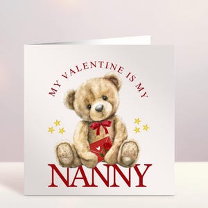 Tarjeta personalizada de San Valentín, la niñera es mi Valentín, mamá, papá, tía, primer día de San Valentín del bebé, oso de San Valentín, Irlanda, irlandés