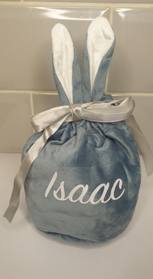 Easter Bunny Ear Treat Bag, Large Velvet Pouch, Small Pouch, Personalised Egg Hunt , Easter Gift For Children, Reusable Bag, Ireland, Irish