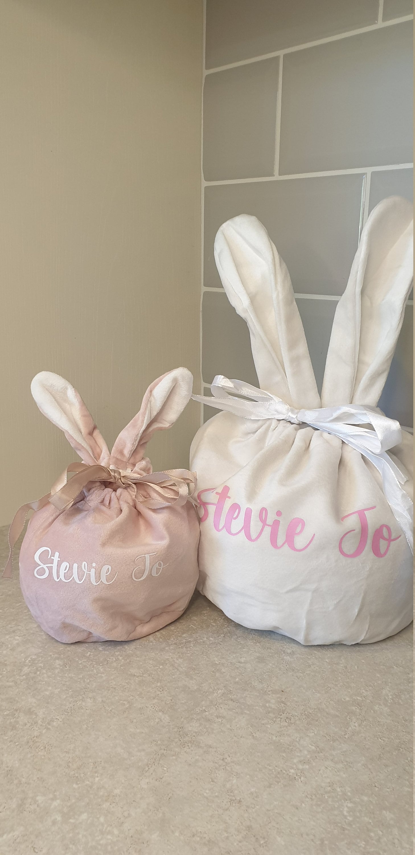 Easter Bunny Ear Treat Bag, Large Velvet Pouch, Small Pouch, Personalised Egg Hunt , Easter Gift For Children, Reusable Bag, Ireland, Irish