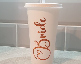 Vaso de novia personalizado, taza de agua fría blanca, regalo de despedida de soltera, futura novia, vaso de paja personalizado, accesorios de novia, boda, Irlanda