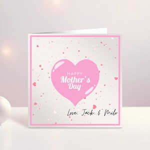 Gepersonaliseerde Moederdagkaart, fijne Moederdag, mama, mama, mama, baby's eerste Moederdag, blauw hart, roze harten, Ierland, Iers