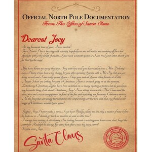 Carta imprimible de Santa, Carta digital de Santa, Carta personalizada de Santa, Carta del Polo Norte, Papá Noel, Imprimir en casa