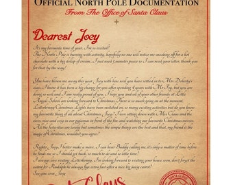 Printable Letter From Santa, Digital Santa Letter,  Personalised Santa Letter, North Pole Letter, Father Christmas, Print at home