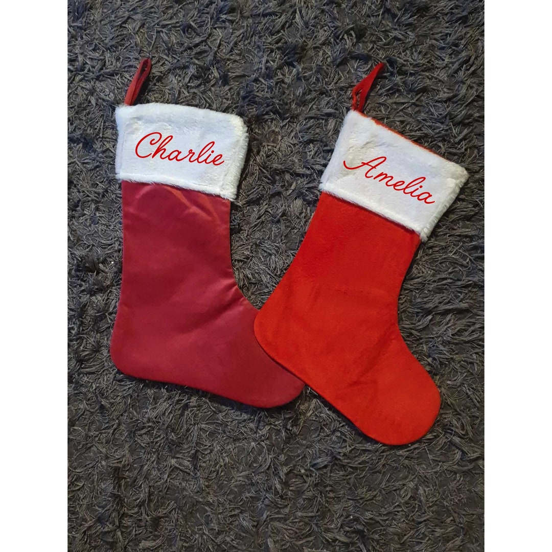Personalised Christmas Stocking, Red Velvet Stocking, Christmas Stocking With Name, Custom