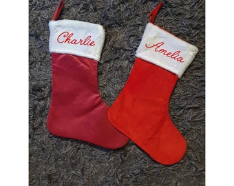 Personalised Christmas Stocking, Red Velvet Stocking, Christmas Stocking With Name, Custom, Matching Family Tradition, Ireland, Irish