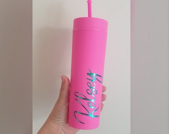 Personalised Skinny Tumbler, 16oz Straw Cup With Lid, Teacher Gift, Reusable Cup, Hen Party Prop, Gift for Friend, , Ireland, Irish