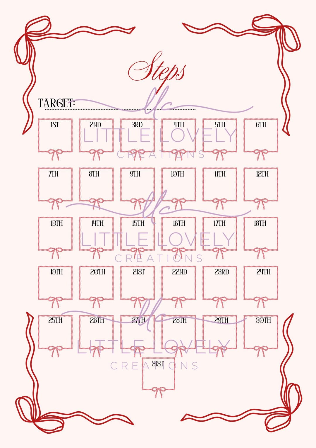 Printable Daily Steps Tracker Sheet (digital Download) - Etsy