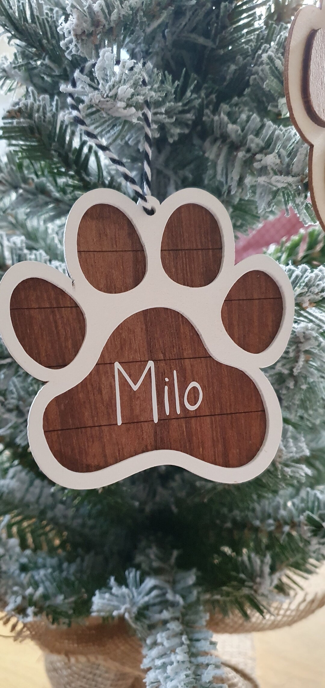 Personalised Dog Christmas Tree Bauble Ornament, Paw Print, Keepsake