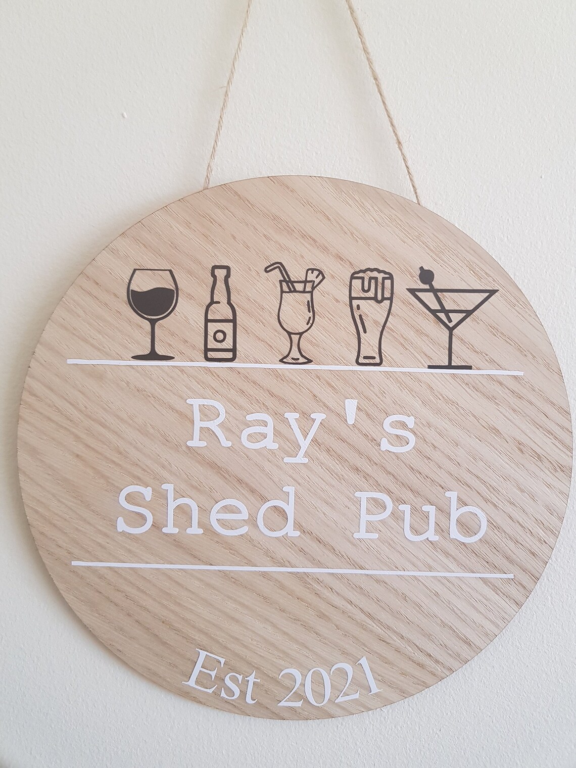 Home Bar Plaque 20cm Round Sign Personalised Hanging Etsy UK