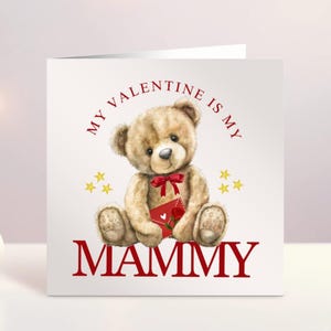 Gepersonaliseerde Valentijnsdagkaart, Mammy Is My Valentine, Mummy, Mommy, Baby's First Valentines Day, Valentines Bear, Ierland, Iers