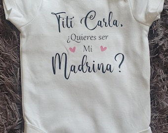 Quieres Ser Mi Madrina Baby Vest | Spanish  Godmother Proposal | Personalised Baby Vest | Bodysuit | Baby Boy | Baby Girl | Christening