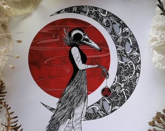 Nemain - The Morrigan - A4 Print - Irish-Celtic War Goddess - Morrigan Poster - Great Queen - Triskelion - Pagan Goddess - Triple Goddess