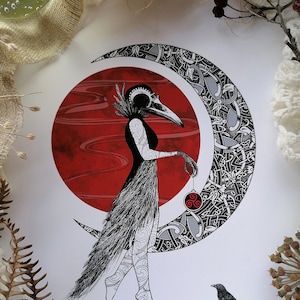 Nemain - The Morrigan - A3 Print - Morrigan Poster - Irish-Celtic War Goddess - Great Queen - Triskelion - Pagan Goddess - Triple Goddess -