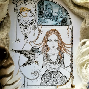 Idun - A3 Print - Viking Poster - Viking Goddess - Norse Goddess - Old Norse Mythology - Viking Gift - Knot-Work - Urnes Style - Aesir Gods