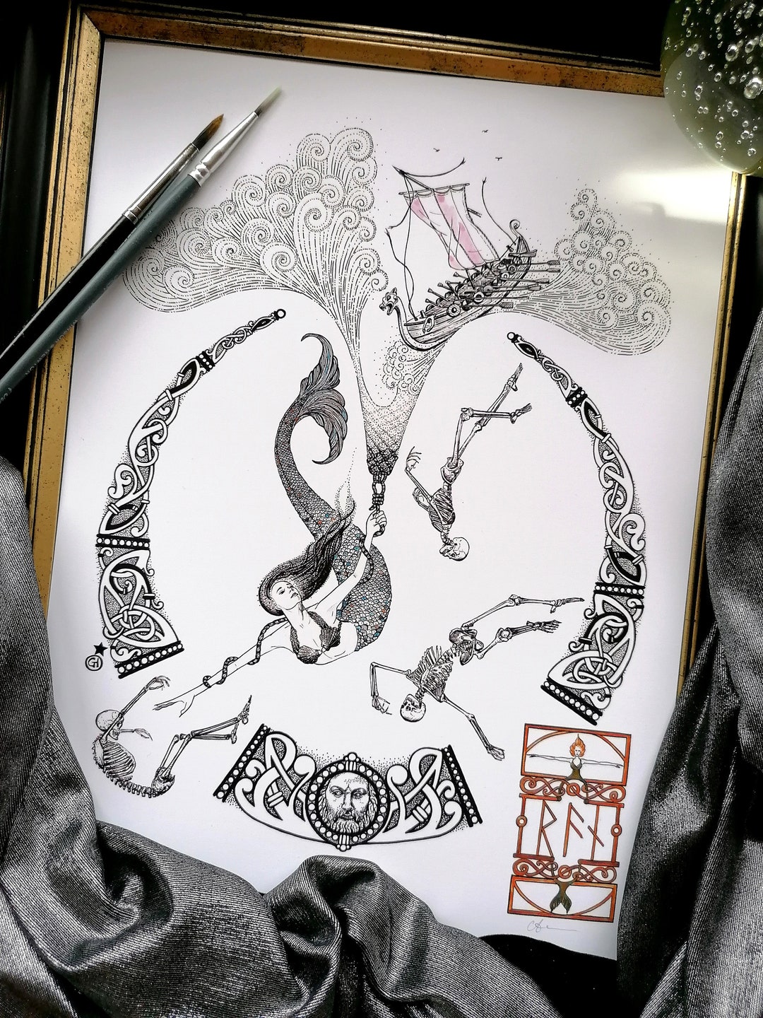 Ran A4 Print Norse Goddess Mermaid Poster Mermaid Gift Norse Mythology ...