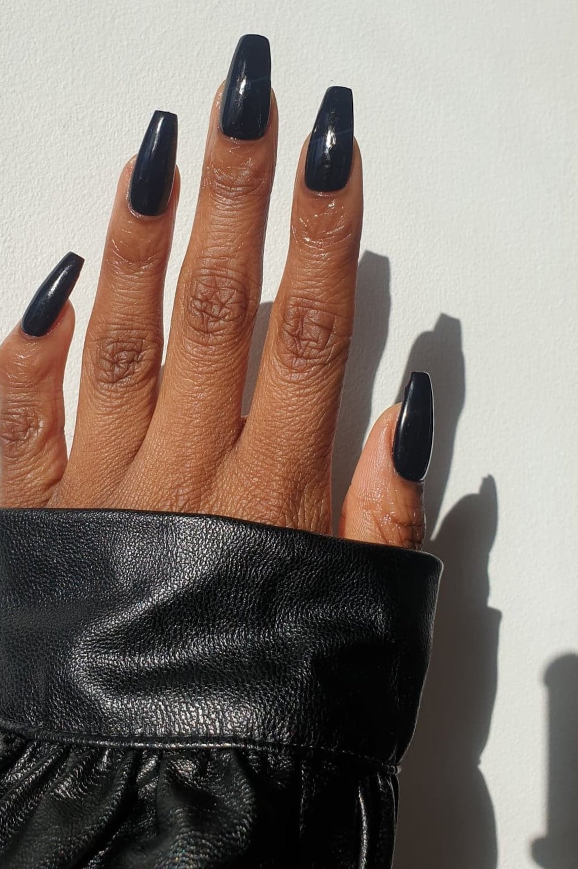 IMANI Black Press on Nails With Red Bottoms. Hand Painted Etsy