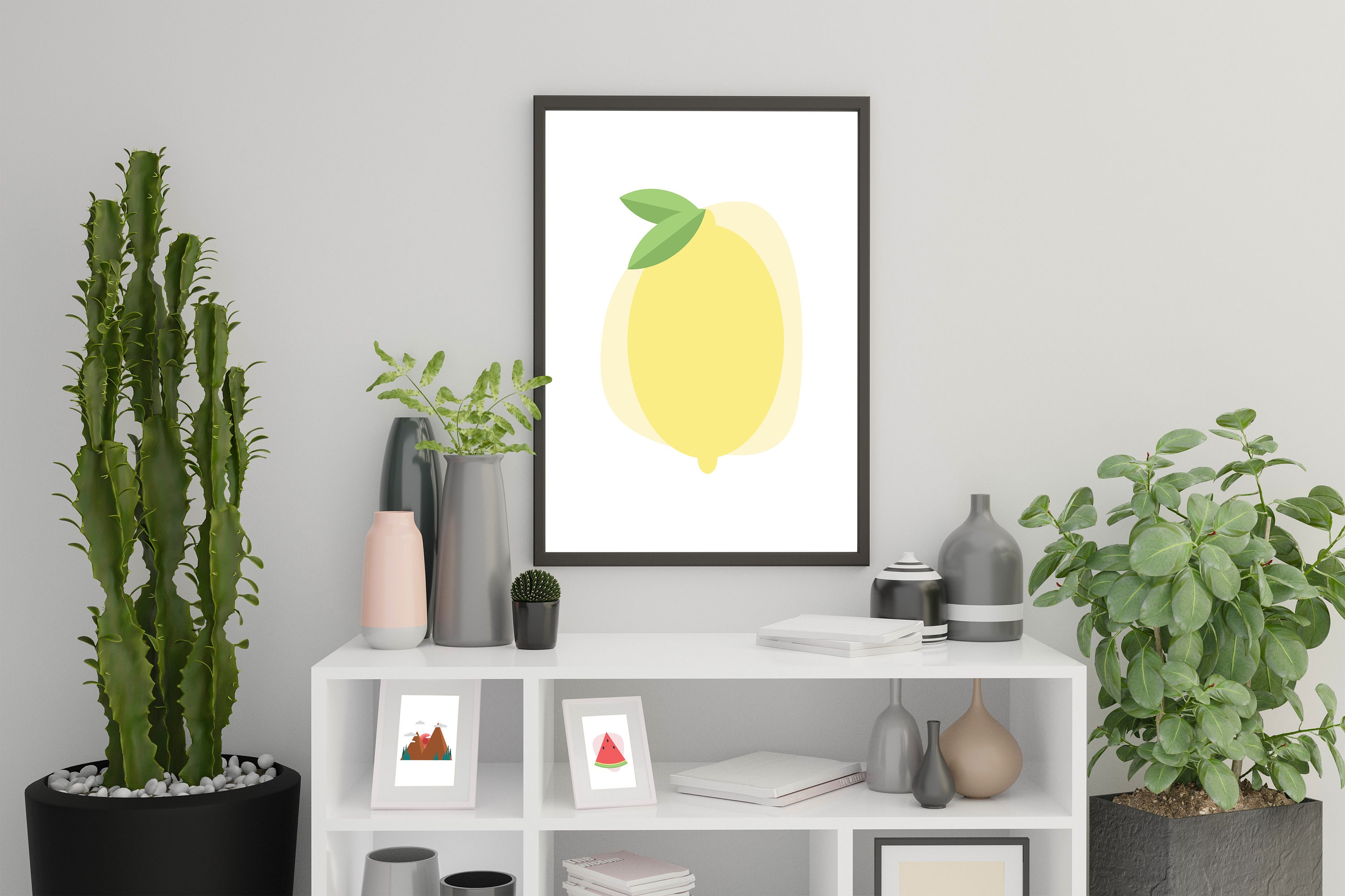 Yellow Lemons Print Design Lemon Wall Art Lemon Wall Art Etsy