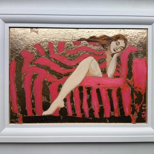 Retrato de mulher emoldurado, menina dormindo original, pintura a óleo de menina, arte feminina moderna, retrato original, arte de menina fantasia, presente moderno