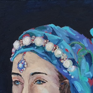 Pintura de dama victoriana con rostro antiguo enmarcado, elegante retrato femenino, obra de arte femenina de estilo vintage, arte de estilo barroco, regalo único.