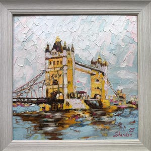London Original Framed, Tower Bridge London Painting, Landscape Impasto Artwork, Thames London Oil Painting, Cityscape Art, Travel Wall Art