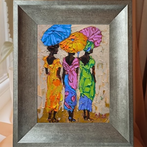 Pintura de reina africana, retrato de mujer negra, arte estadounidense, original de reina nubia, pintura abstracta de mujer, empasto de niña, retrato femenino