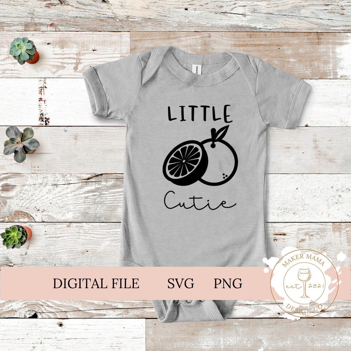 Little Cutie Digital SVG and PNG File Summer Baby Shower Cut File for