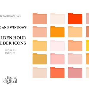 Girly Golden Hour Desktop Folder Icons | Mac OS Windows | Aesthetic Organizing Icons, Desktop Icons, Desktop Organizer, Instant Download
