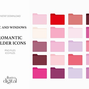 Romantic Pink Desktop Folder Icons | Mac OS Windows | Aesthetic Organizing Icons, Desktop Icons, Desktop Organizer, Instant Download