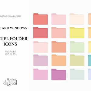 Pastel Colorful Desktop Folder Icons | Mac OS Windows | Aesthetic Organizing Icons, Desktop Icons, Desktop Organizer, Instant Download