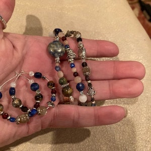 Peach Moonstone stretch bracelets with hoop earrings