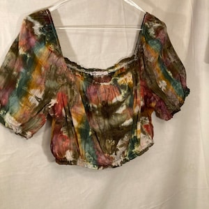 Earth-tone Ice Dyed Crop Top