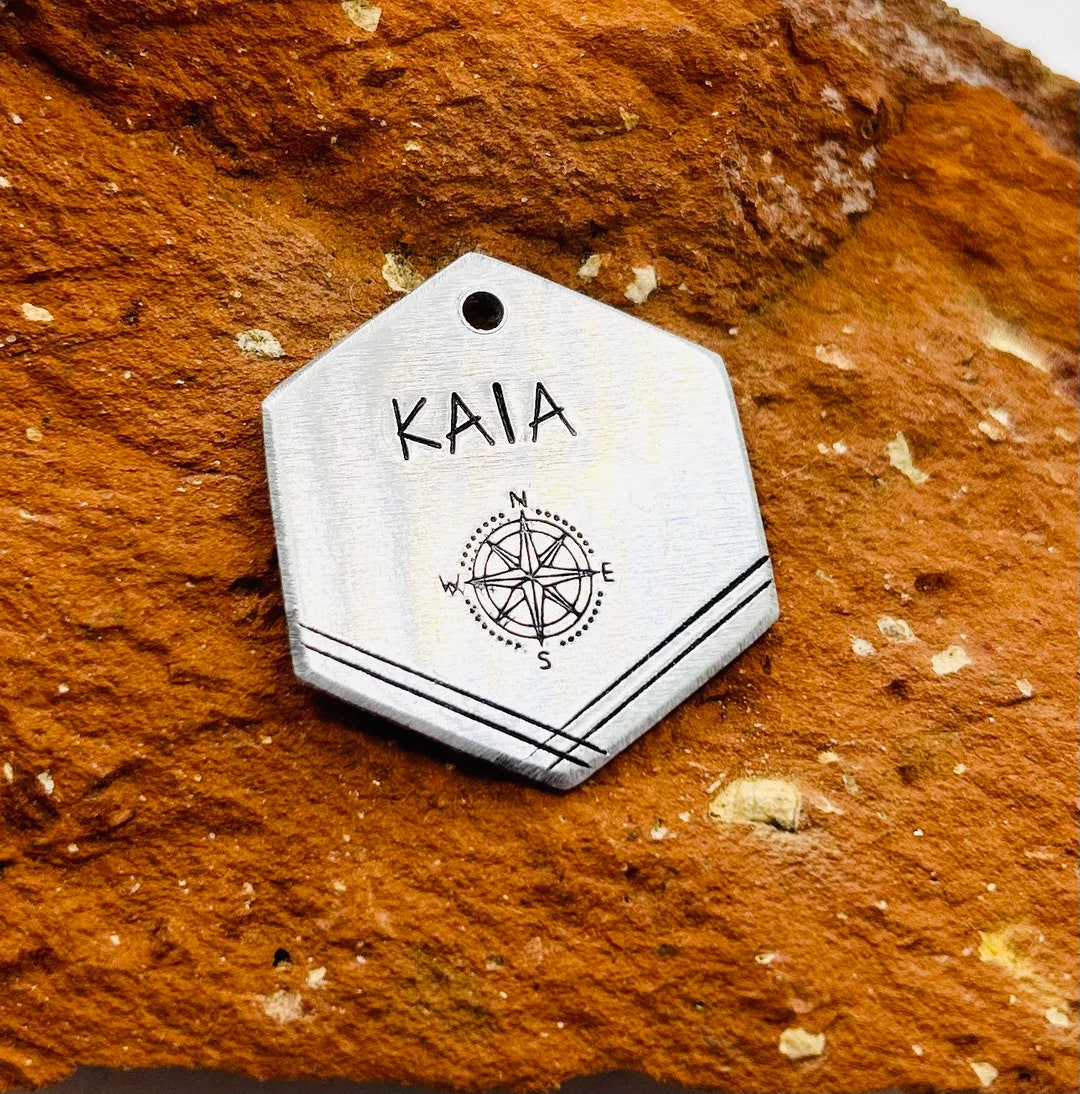 Hand Stamped Compass Pet ID Tag: Adventure Dog Tag - Etsy