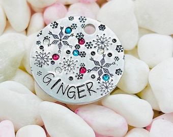 Christmas Resin Dog Tag, Holiday Pet ID Tag, Custom Dog Tag