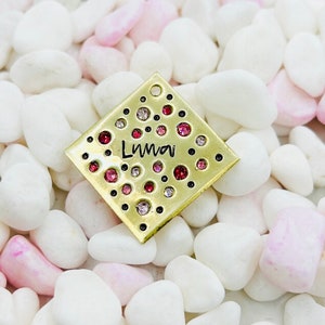Pet ID Tag, Pixie Dog Tags, Gems, Crystals, Dog Tag For Dogs, Rhinestones Dog Tag, Personalized,  Brass ID Tag for dogs