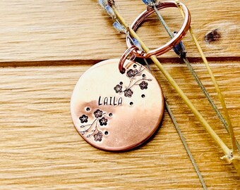 Pet ID Tag, Cherry Blossom Dog Tag, flowers dog tag, Botanical Dog Tag, Pet ID tag, custom, Spring