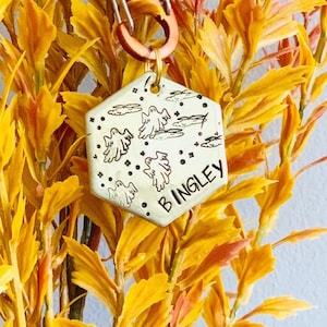 Halloween Ghosts Pet ID Tag: Custom Brass Dog Tag