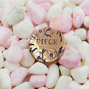Poppies Pet ID Tag: Floral Dog Collar Tag, Hand Stamped