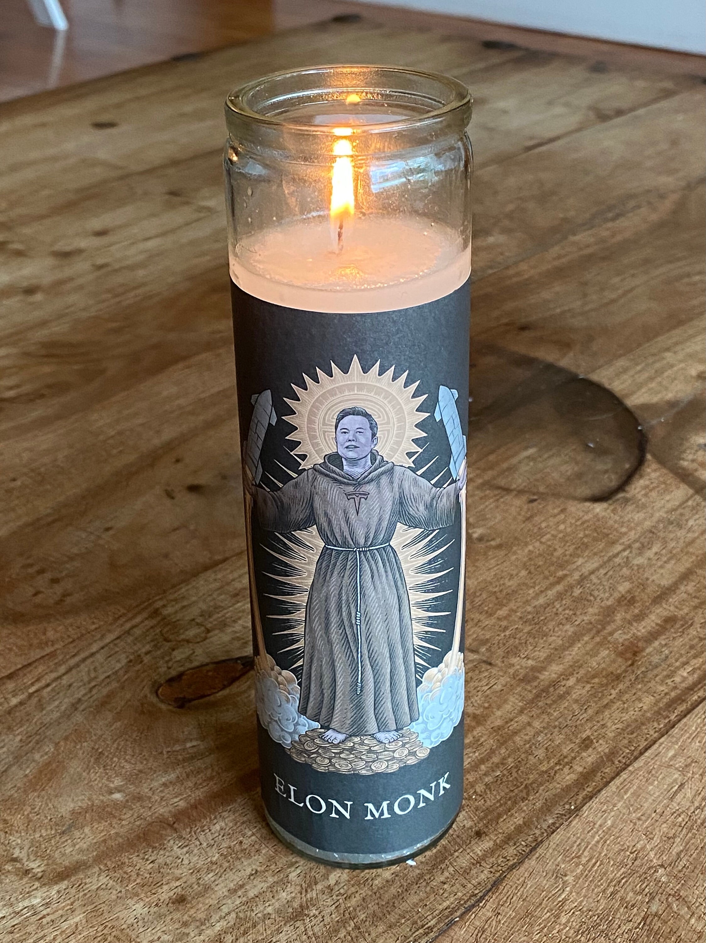 Elon Monk Prayer Candle Elon Musk Funny Religious Candle Etsy