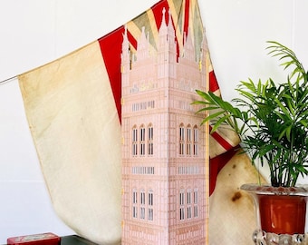 Victoria Tower Paper Lantern Popup building Art Home decor Paper decoration Architecture model Paper lamp Decoration gift