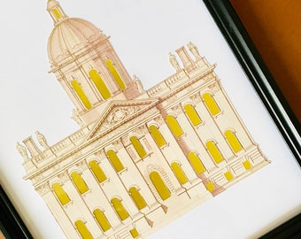 Castle Howard England Architecture A4 Print with golden embellishment