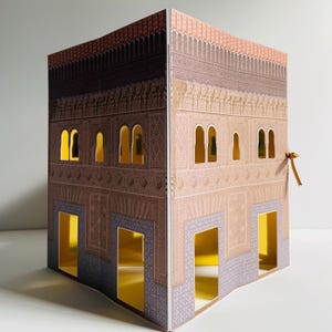 Patio del Mexuar Alhambra Granada Architettura lanterna di carta Popup building Arte decorazione modello Lampada di carta Decorazione regalo