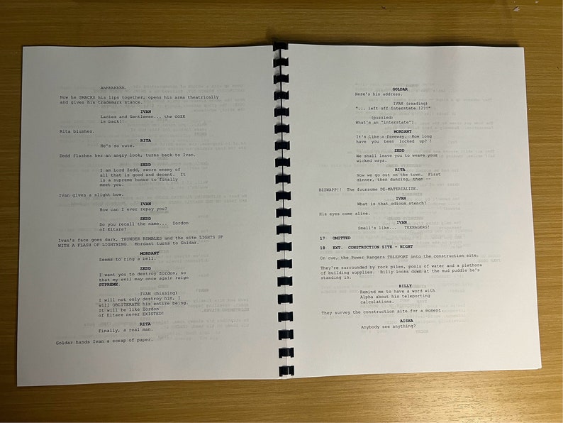 Mighty Morphin Power Rangers, the Movie Script - Etsy