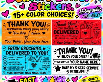 50 PRINTED DoorDash UberEATS Grubhub 2.25" Stickers Labels Seals Spark Shipt INCREASE TIPS!! Delivery Driver with Name Custom Personalized