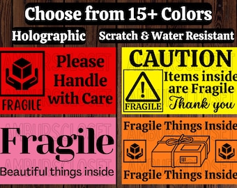50 PRINTED FRAGILE STICKERS 2.25" Envelope Labels Small Business Shipping Supplies Shop Small Scratch Resistant Thank You Caution Warning