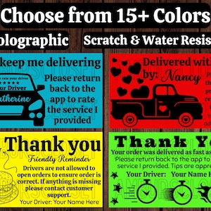 50 PRINTED DoorDash UberEATS Grubhub 2.25&quot; Stickers Labels Seals Scratch Resistant Spark Shipt INCREASE TIPS!! Delivery Driver Name Included