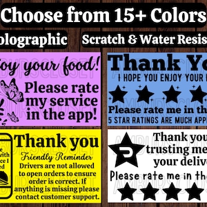 50 PRINTED DoorDash UberEATS Grubhub 2.25&quot; Stickers Labels Seal Scratch Resistant Spark Shipt INCREASE TIPS!! Food Delivery Driver Instacart