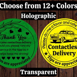 40 PRINTED Contactless Delivery DoorDash UberEATS Grubhub 2&quot; Round Stickers Labels Seals Scratch Resistant Spark Shipt Driver INCREASE TIPS!