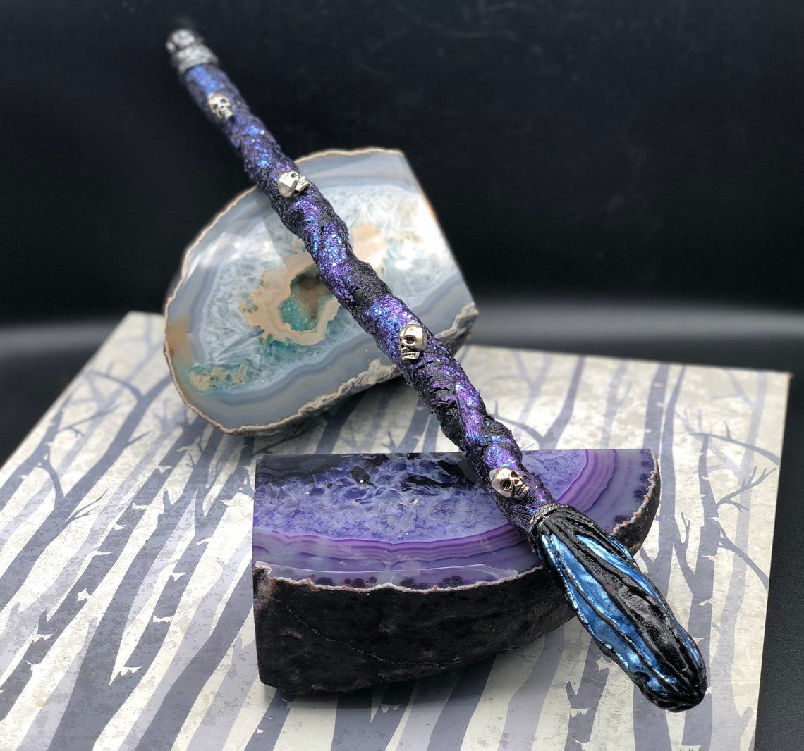 Bacchetta Magica In Ametista Naturale - Lavorata A Mano Per Giochi Di Ruolo E Decorazione | 30 Cm - Foto 10